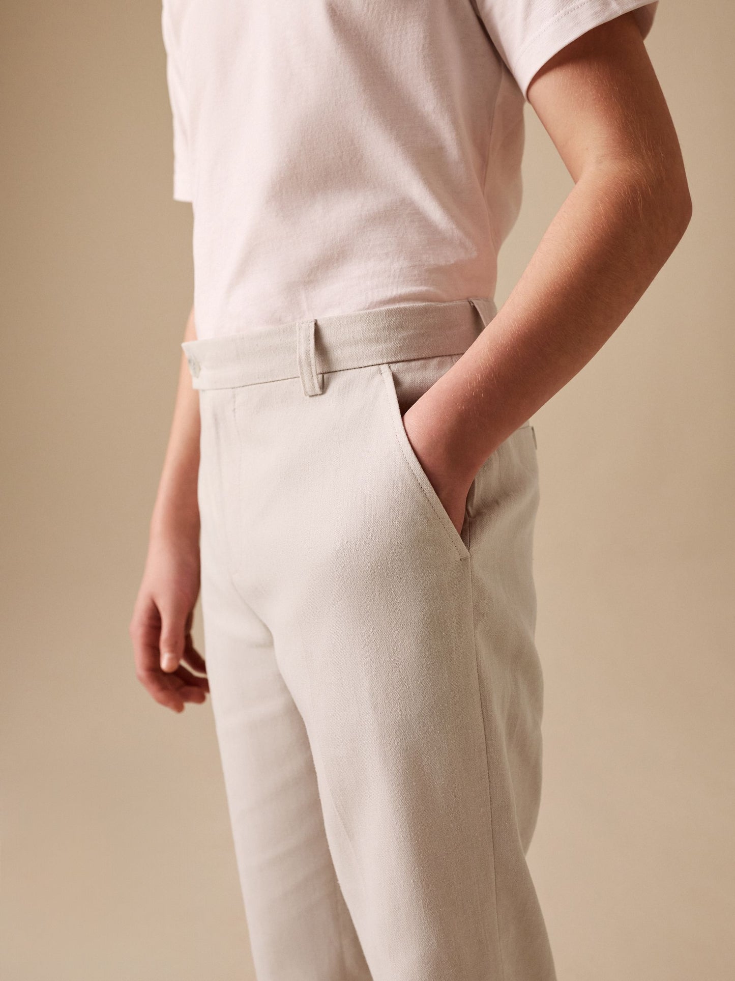 Dsiney Kidz - Neutral Beige Linen Blend Suit Trousers (3-16yrs) image 4