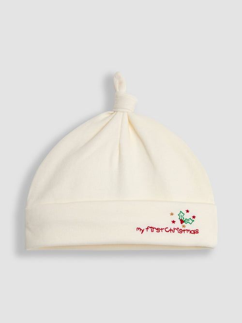 JoJo Maman Bébé Cream My First Christmas Hat image 1