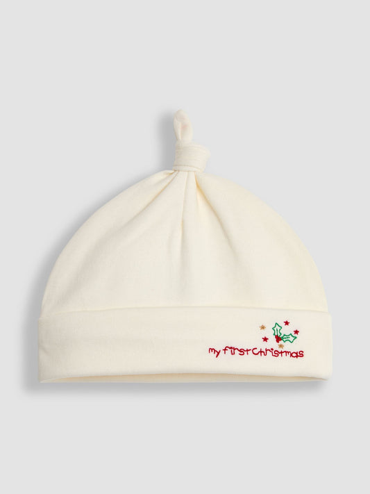 JoJo Maman Bébé Cream My First Christmas Hat image 1