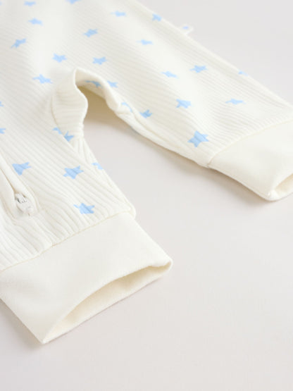 Blue/Green Star Way Zip Baby Sleepsuits 3 Pack (0mths-3yrs) image 4