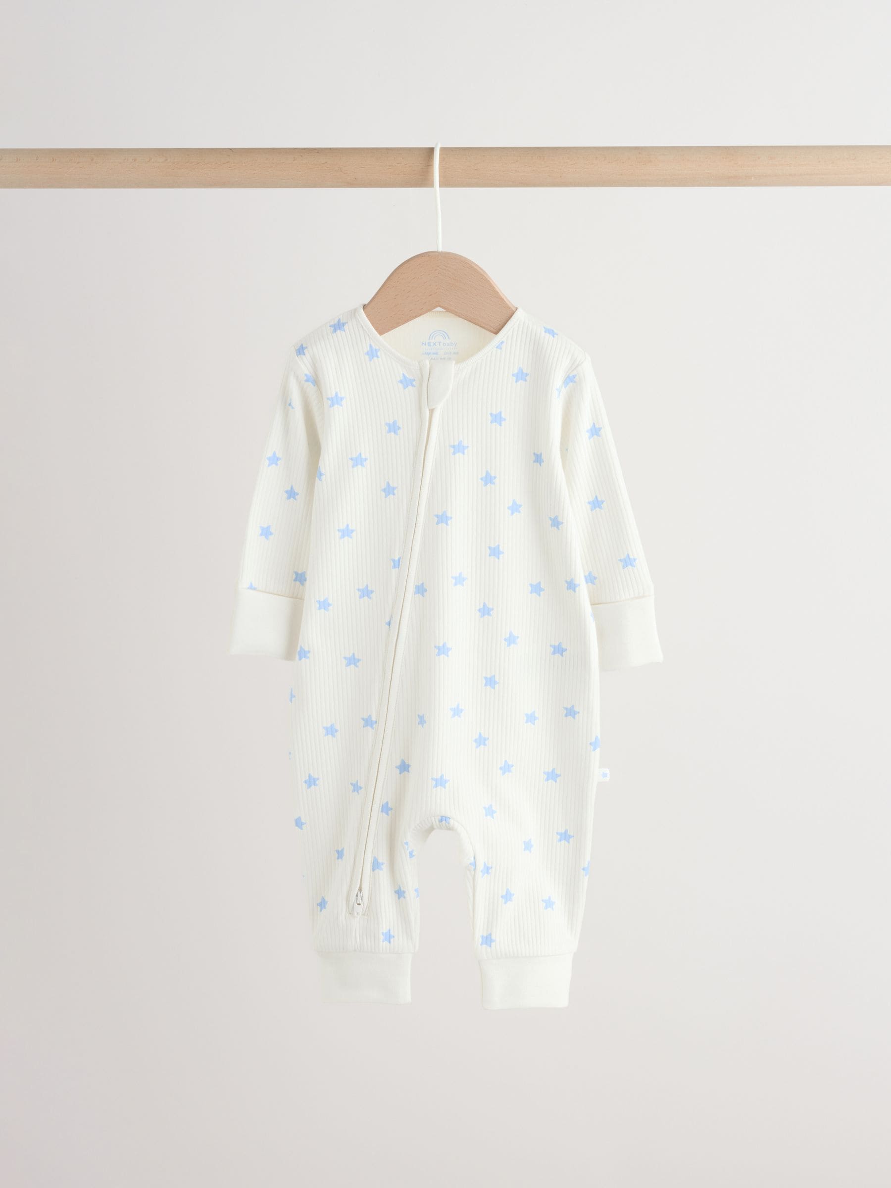 Blue/Green Star Way Zip Baby Sleepsuits 3 Pack (0mths-3yrs) image 2