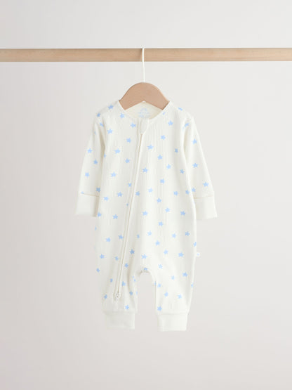 Blue/Green Star Way Zip Baby Sleepsuits 3 Pack (0mths-3yrs) image 6