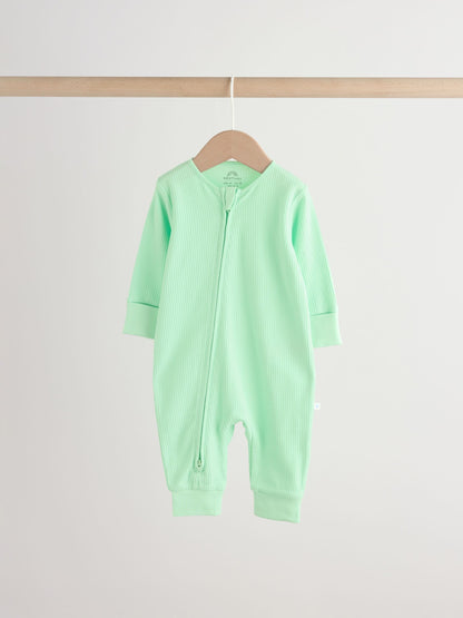 Blue/Green Star Way Zip Baby Sleepsuits 3 Pack (0mths-3yrs) image 3