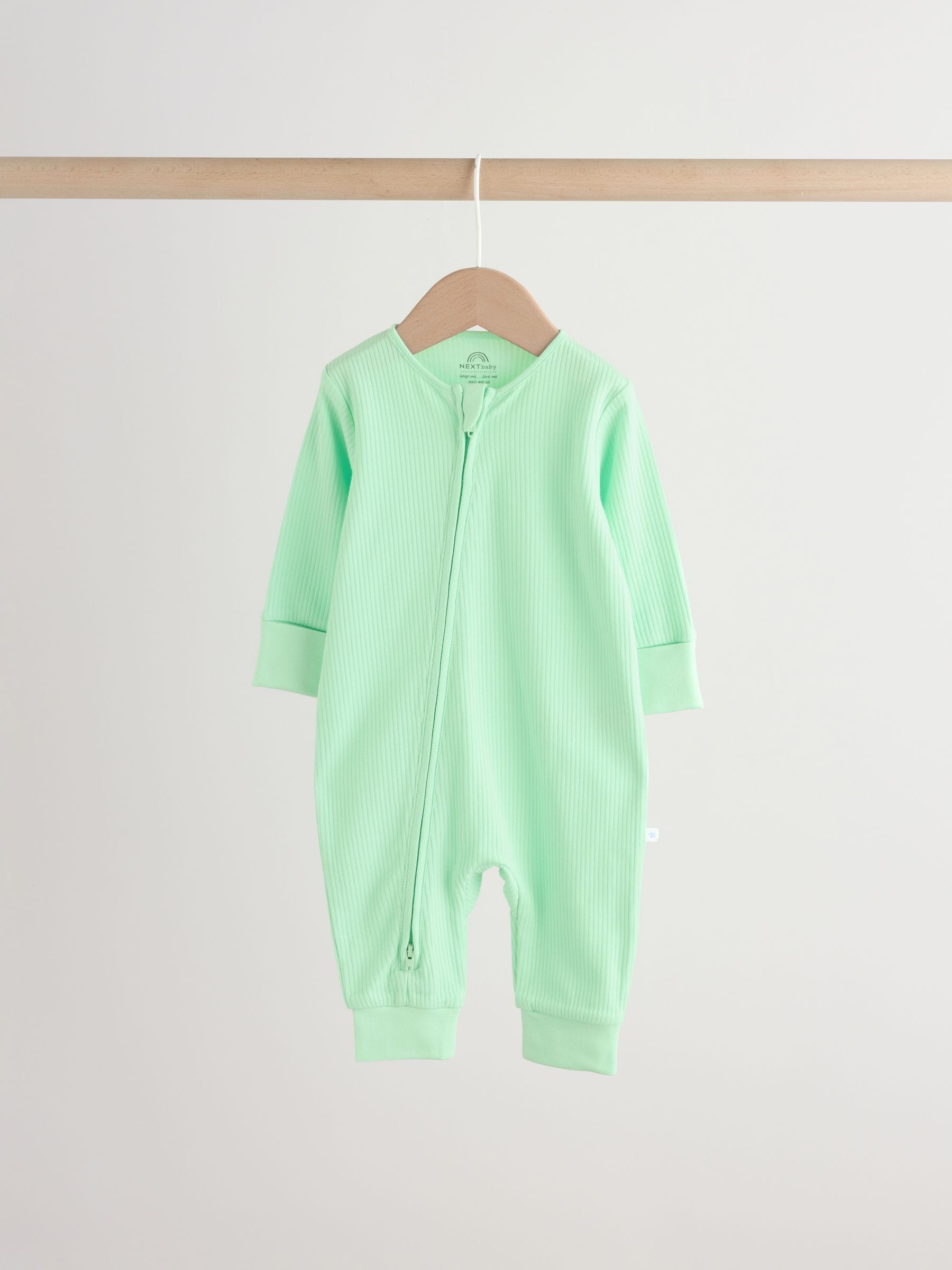 Blue/Green Star Way Zip Baby Sleepsuits 3 Pack (0mths-3yrs) image 7