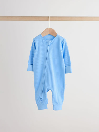 Blue/Green Star Way Zip Baby Sleepsuits 3 Pack (0mths-3yrs) image 4