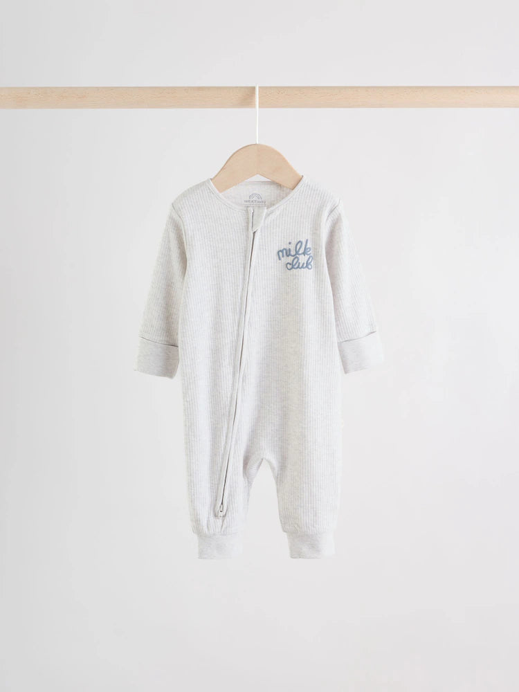 Blue Milk Club Two Way Zip Baby Sleepsuits 3 Pack