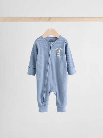 Blue Milk Club Two Way Zip Baby Sleepsuits 3 Pack (0mths-3yrs) image 8