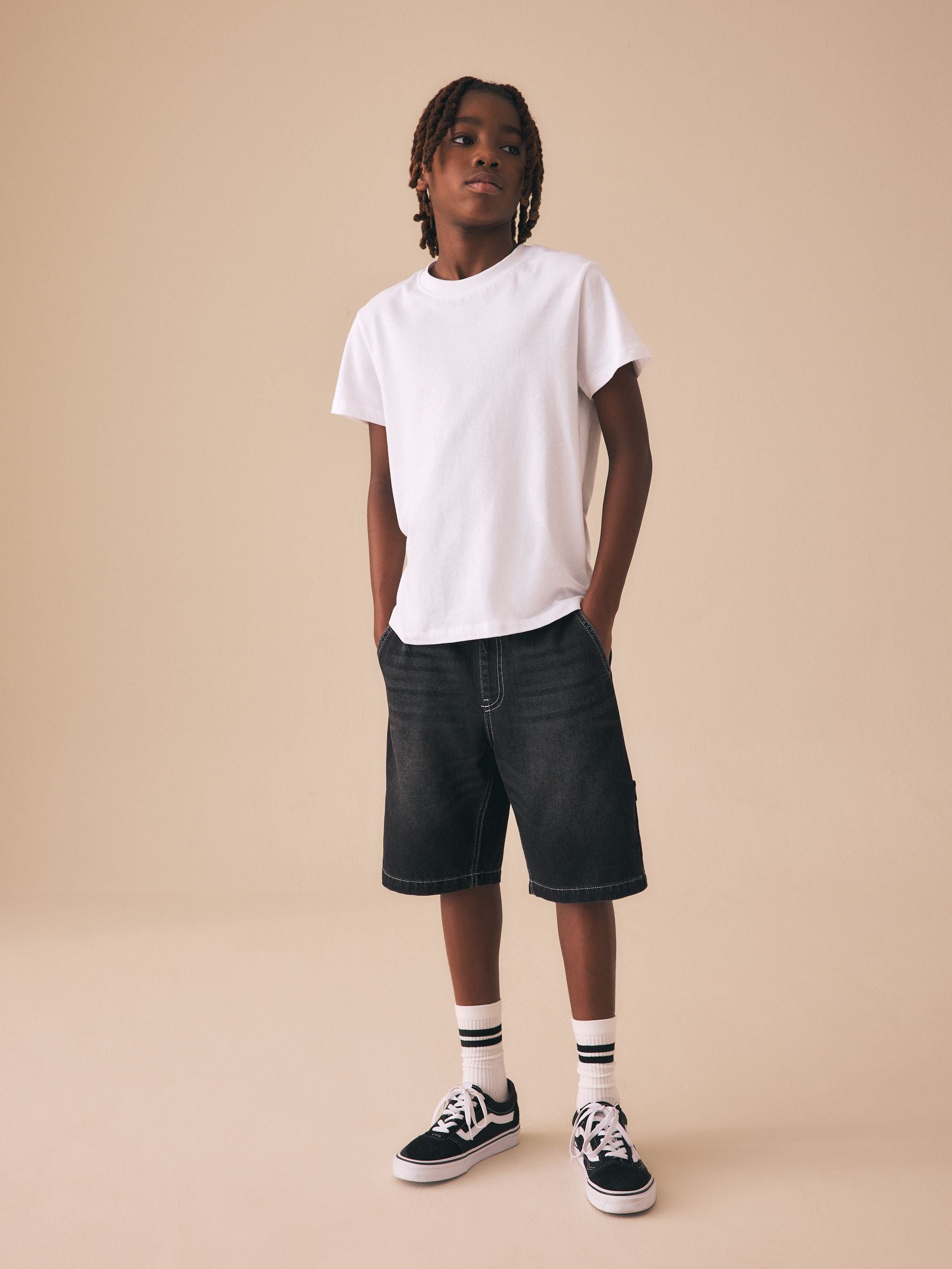Dsiney Kidz - Black Carpenter Denim Shorts (3-16yrs) image 2