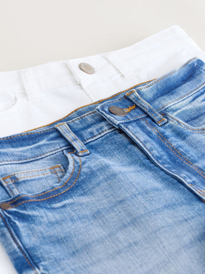 Dsiney Kidz - White 2 Pack Denim Shorts (3-16yrs) image 5