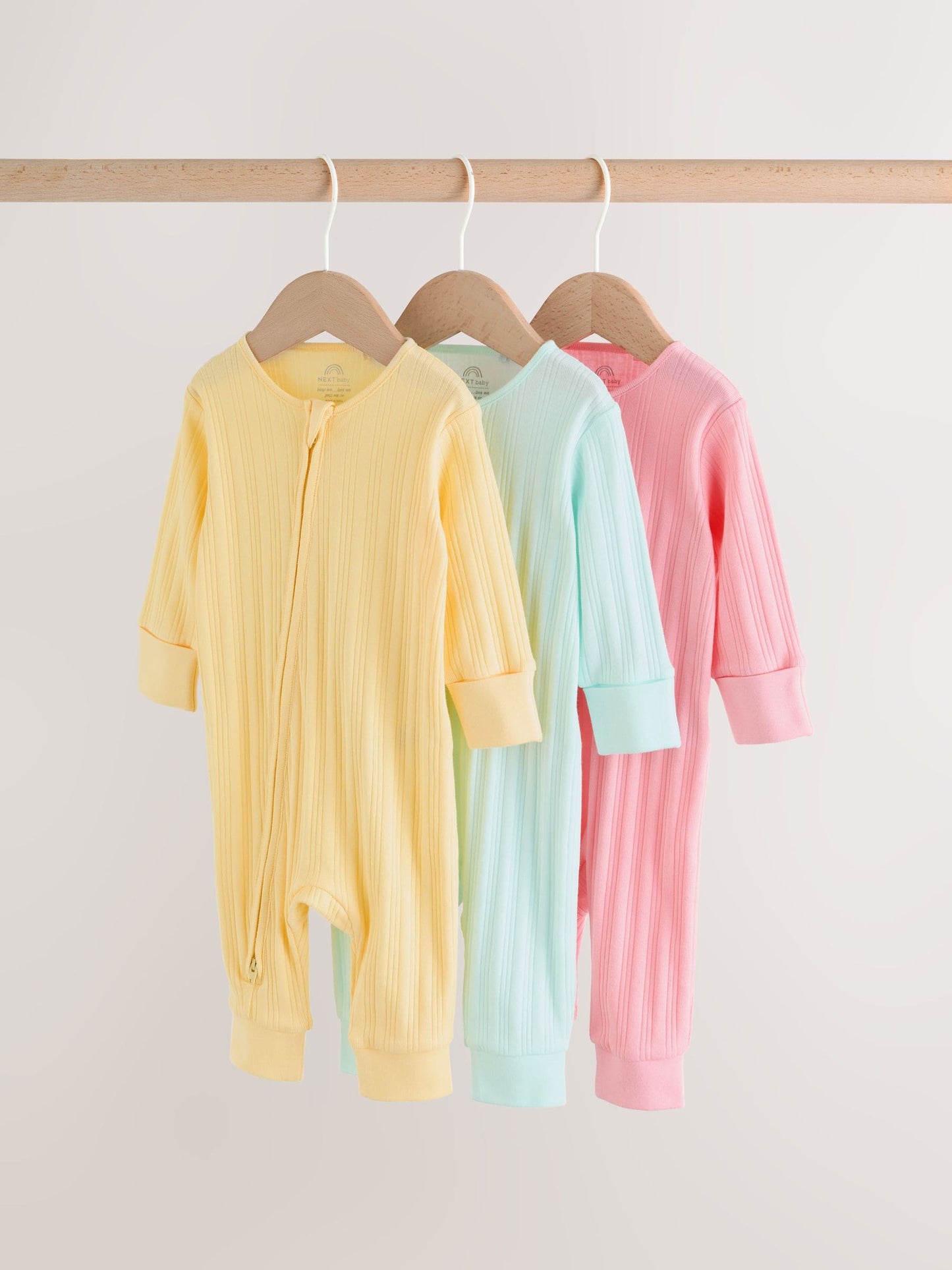 Pink/Yellow Baby Sleepsuits 3 Pack (0mths-3yrs) image 6