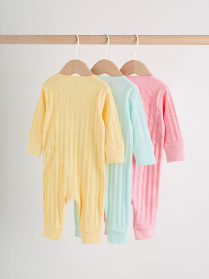 Pink/Yellow Baby Sleepsuits 3 Pack (0mths-3yrs) image 7