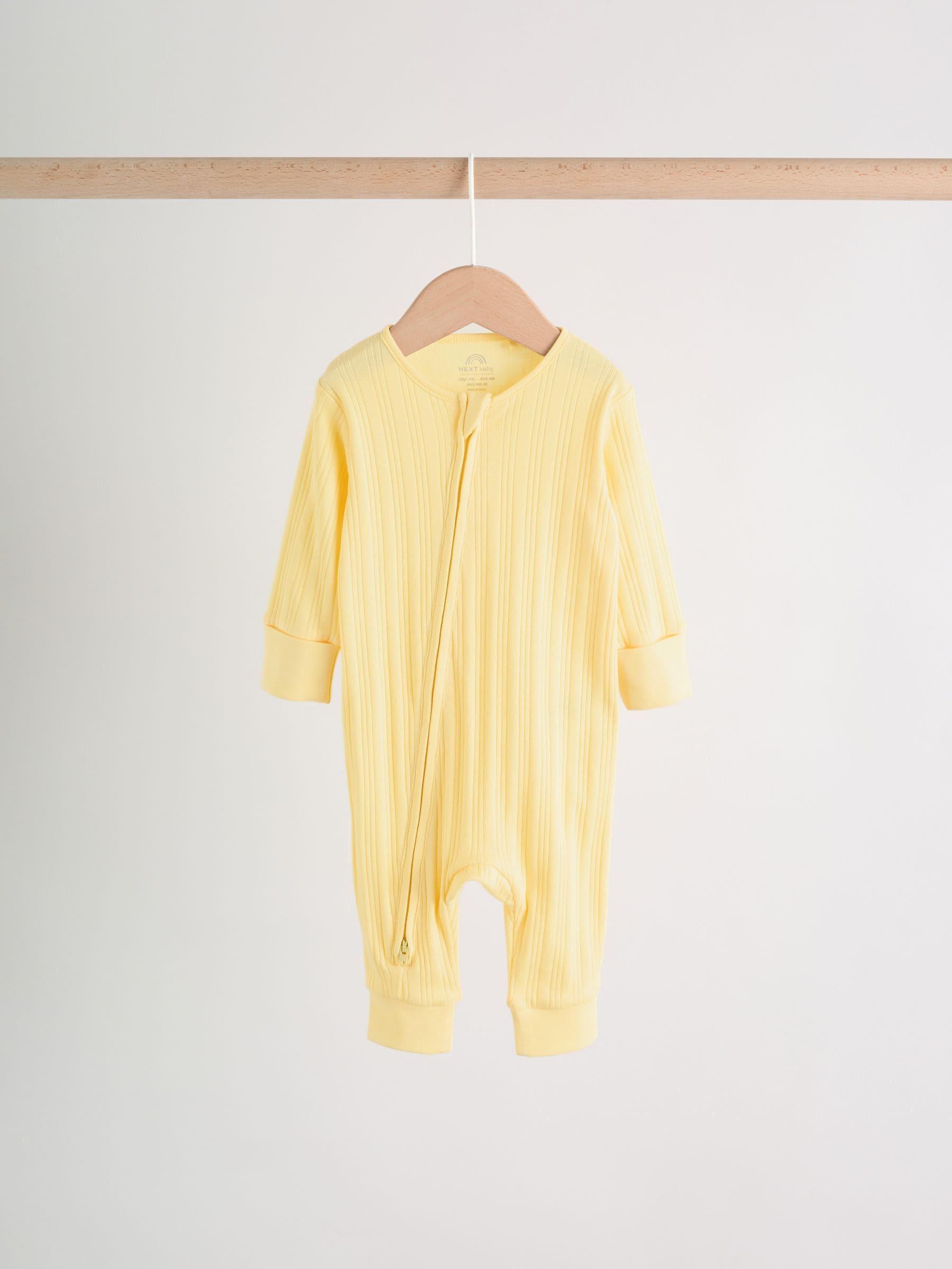Pink/Yellow Baby Sleepsuits 3 Pack (0mths-3yrs) image 8