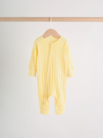 Pink/Yellow Baby Sleepsuits 3 Pack (0mths-3yrs) image 8