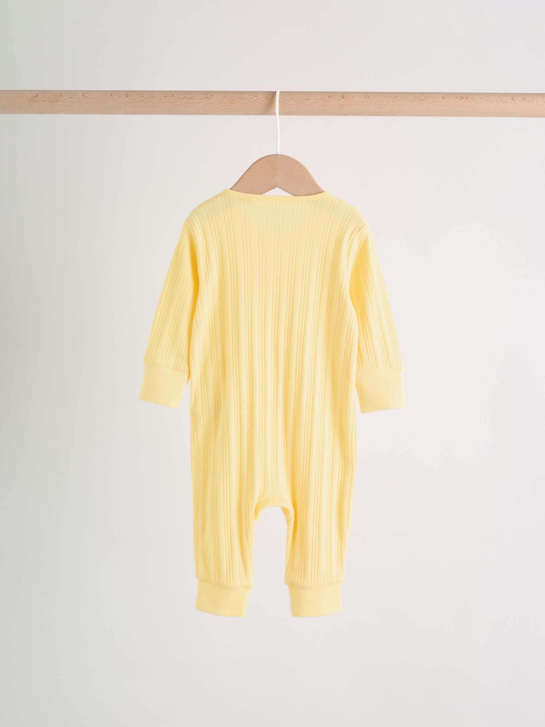Pink/Yellow Baby Sleepsuits 3 Pack (0mths-3yrs) image 9