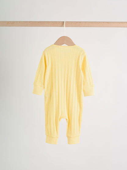 Pink/Yellow Baby Sleepsuits 3 Pack (0mths-3yrs) image 9