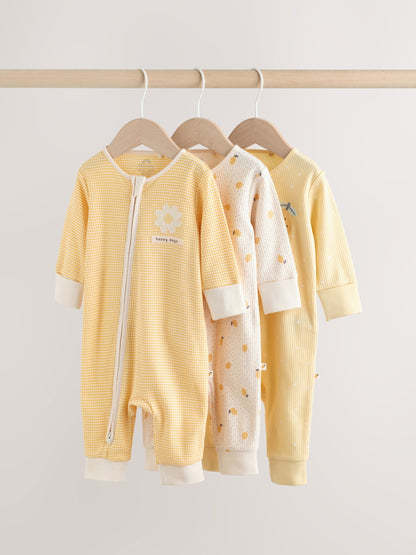Lemon Yellow Baby Sleepsuits 3 Pack (0mths-3yrs) image 1
