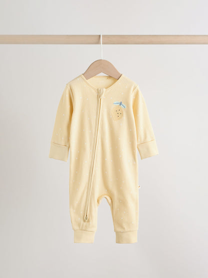 Lemon Yellow Baby Sleepsuits 3 Pack (0mths-3yrs) image 8