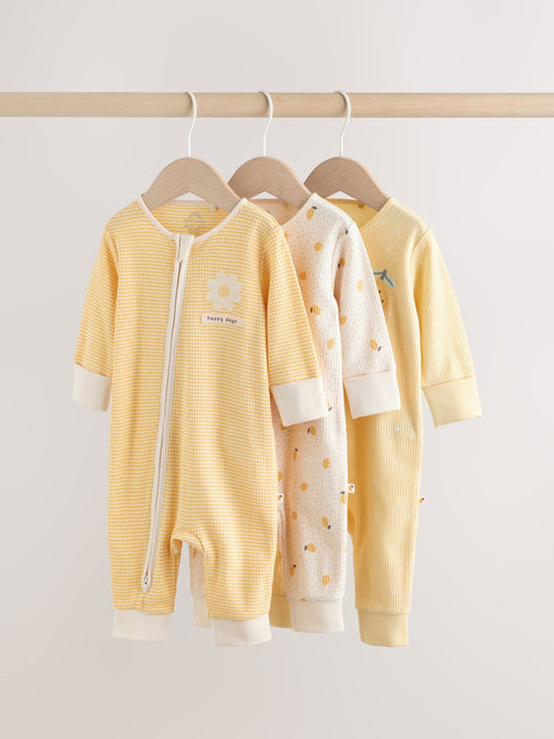 Lemon Yellow Baby Sleepsuits 3 Pack (0mths-3yrs) image 1