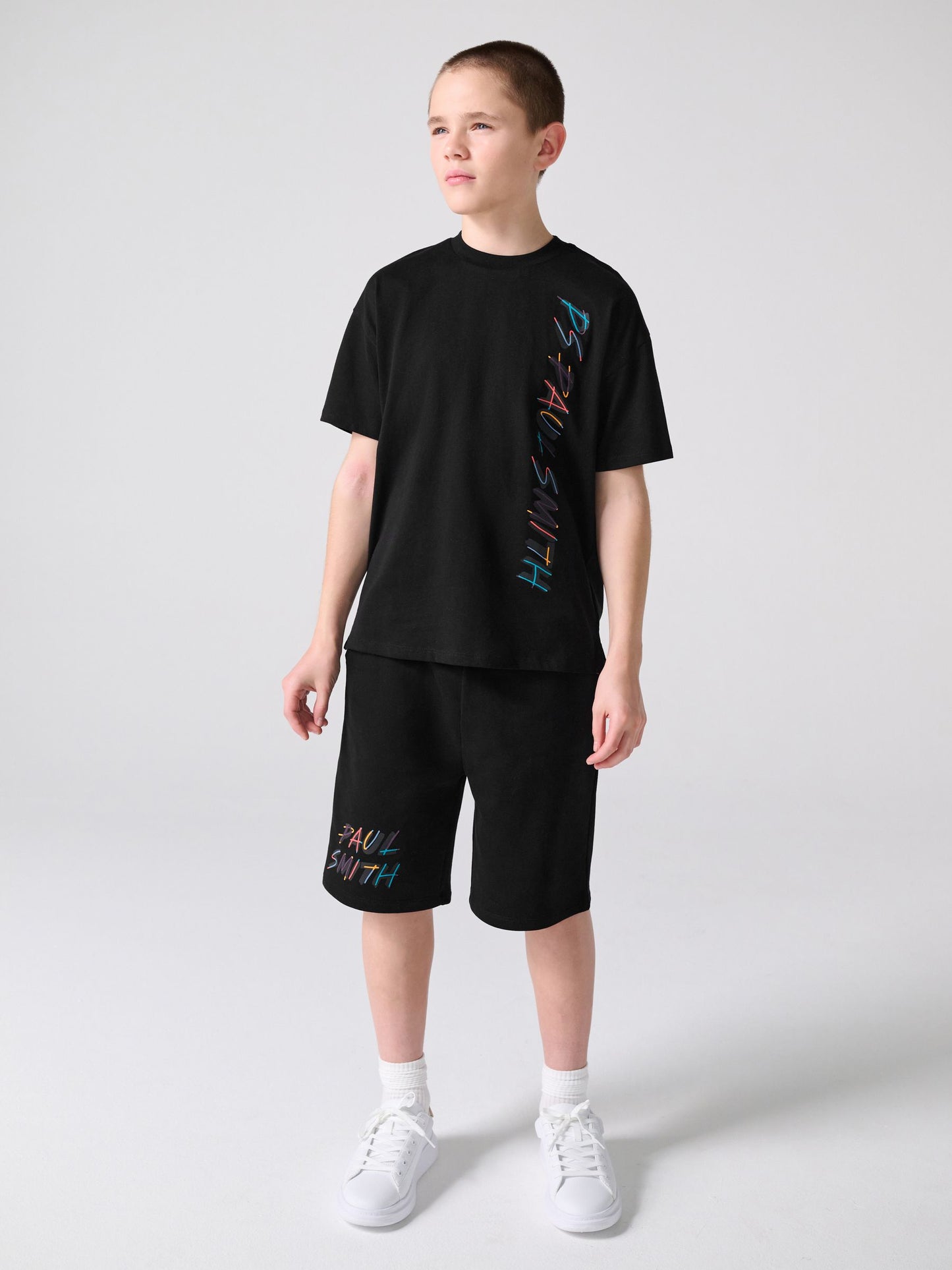 Dsiney Kidz - Paul Smith Junior Black Graphic T-Shirt and Shorts Set image 1