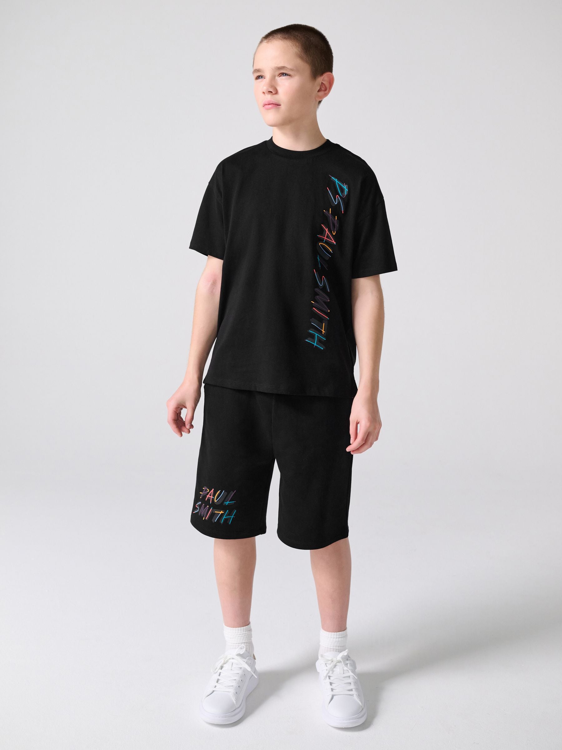 Dsiney Kidz - Paul Smith Junior Black Graphic T-Shirt and Shorts Set image 1