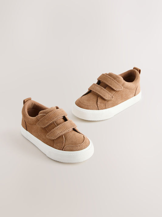 Brown Suede Standard Fit (F) Two Strap Touch Fastening Trainers image 1