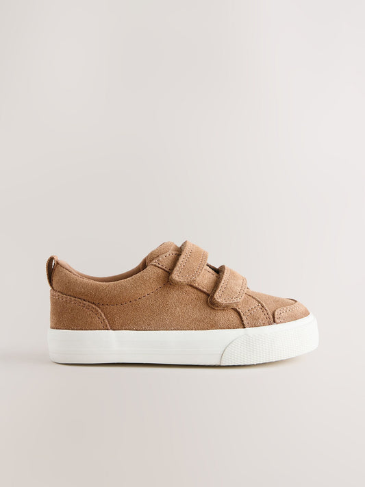 Brown Suede Standard Fit (F) Two Strap Touch Fastening Trainers image 2