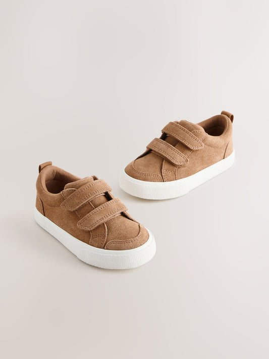 Brown Suede Standard Fit (F) Two Strap Touch Fastening Trainers image 1