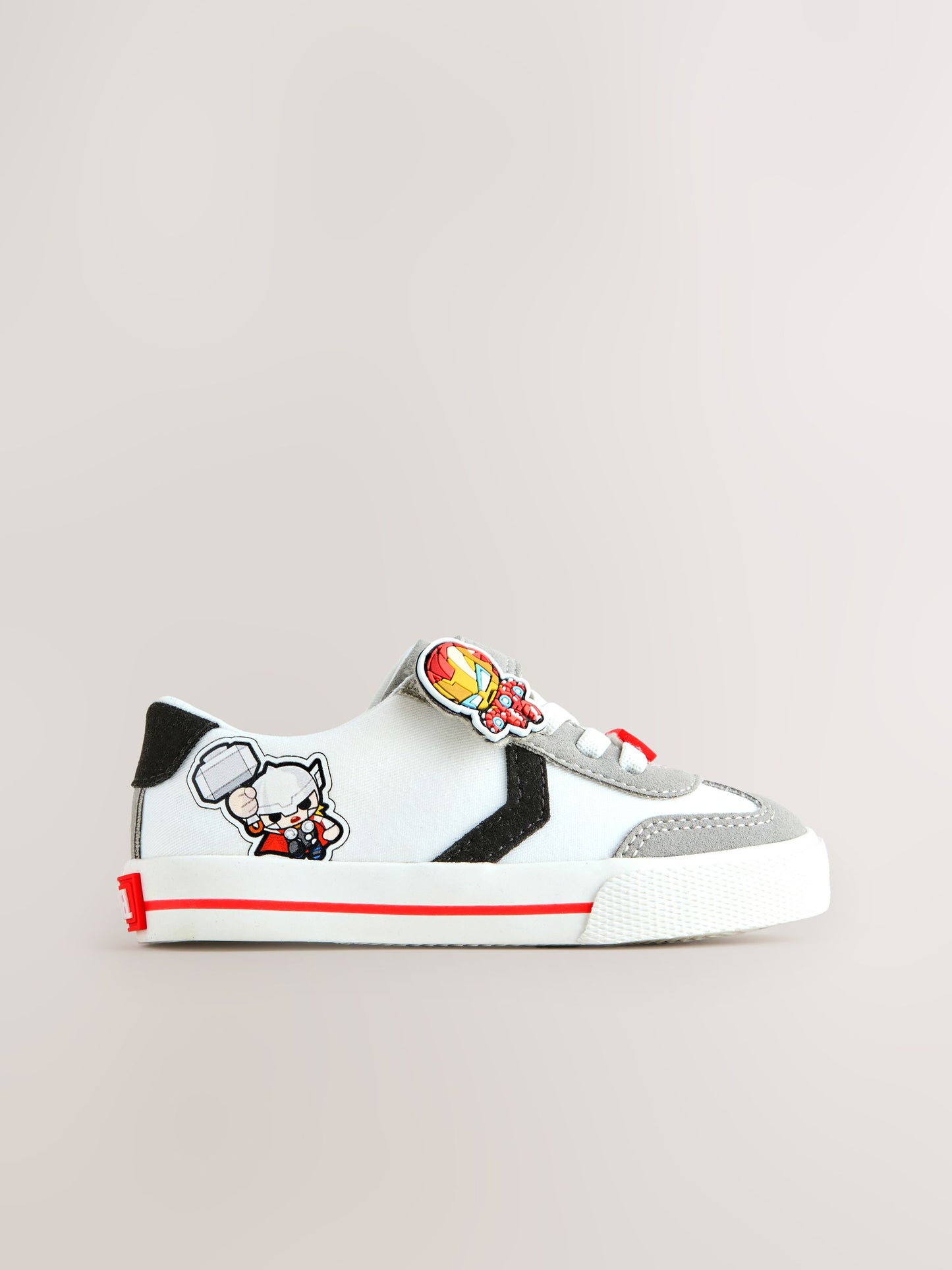 White/Black Wide Fit (G) Marvel Touch Fastening Elastic Lace Trainers image 5
