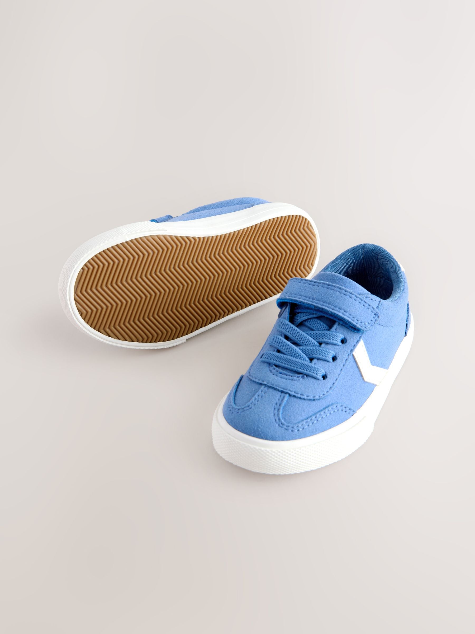 Blue Standard Fit (F) Touch Fastening Elastic Lace Trainers image 4
