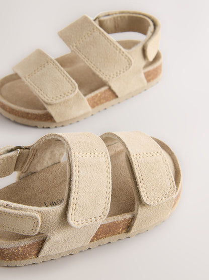 Neutral Wide Fit (G) Woven Suede Touch Fastening Sandals image 3