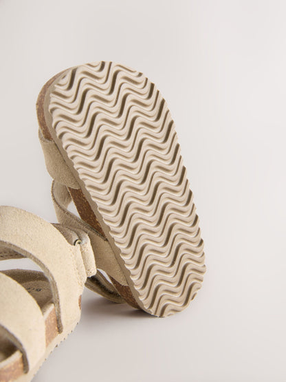 Neutral Wide Fit (G) Woven Suede Touch Fastening Sandals image 5