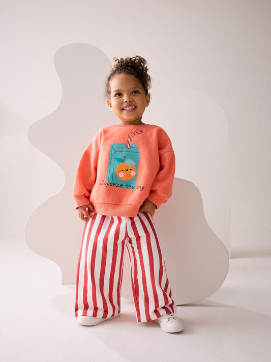 Orange Sweatshirt & Wide Leg Trousers Set (3mths-7yrs) image 1