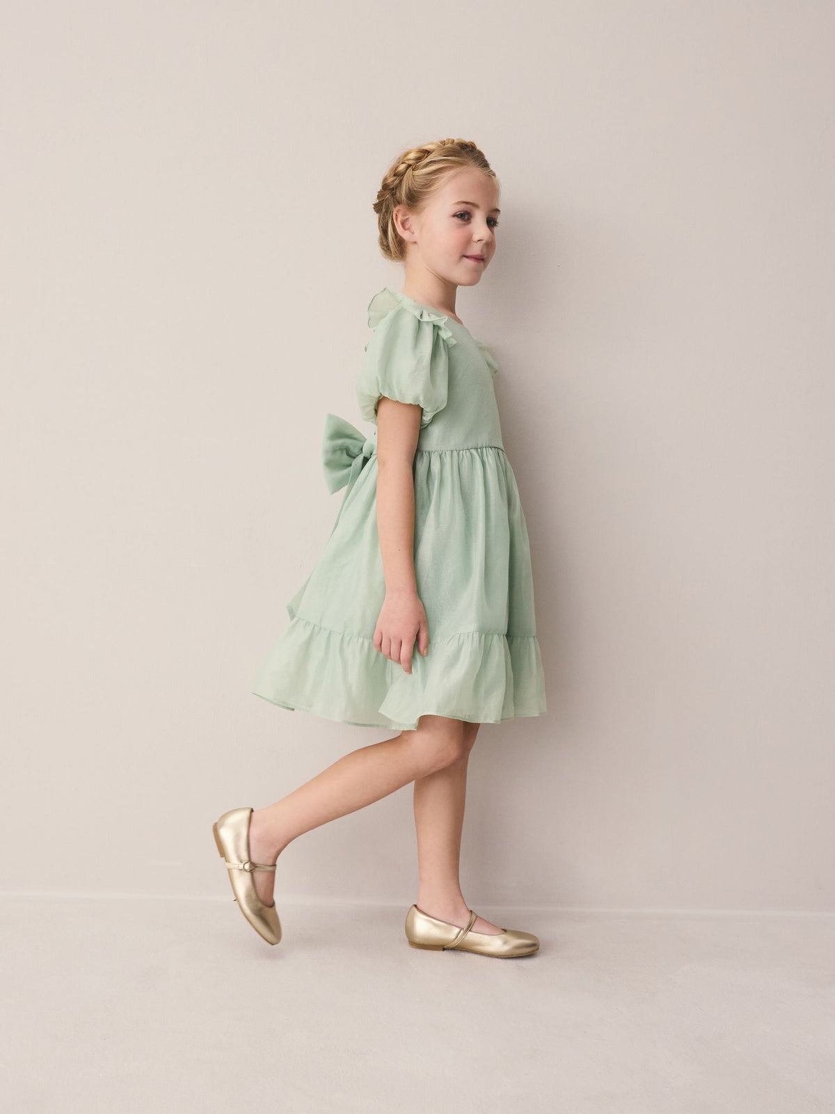 Dsiney Kidz - Laura Ashley Green Bow Back Flower Bridemaid Dress image 2