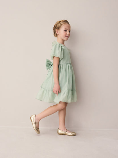 Laura Ashley Green Bow Back Flower Bridemaid Dress image 2