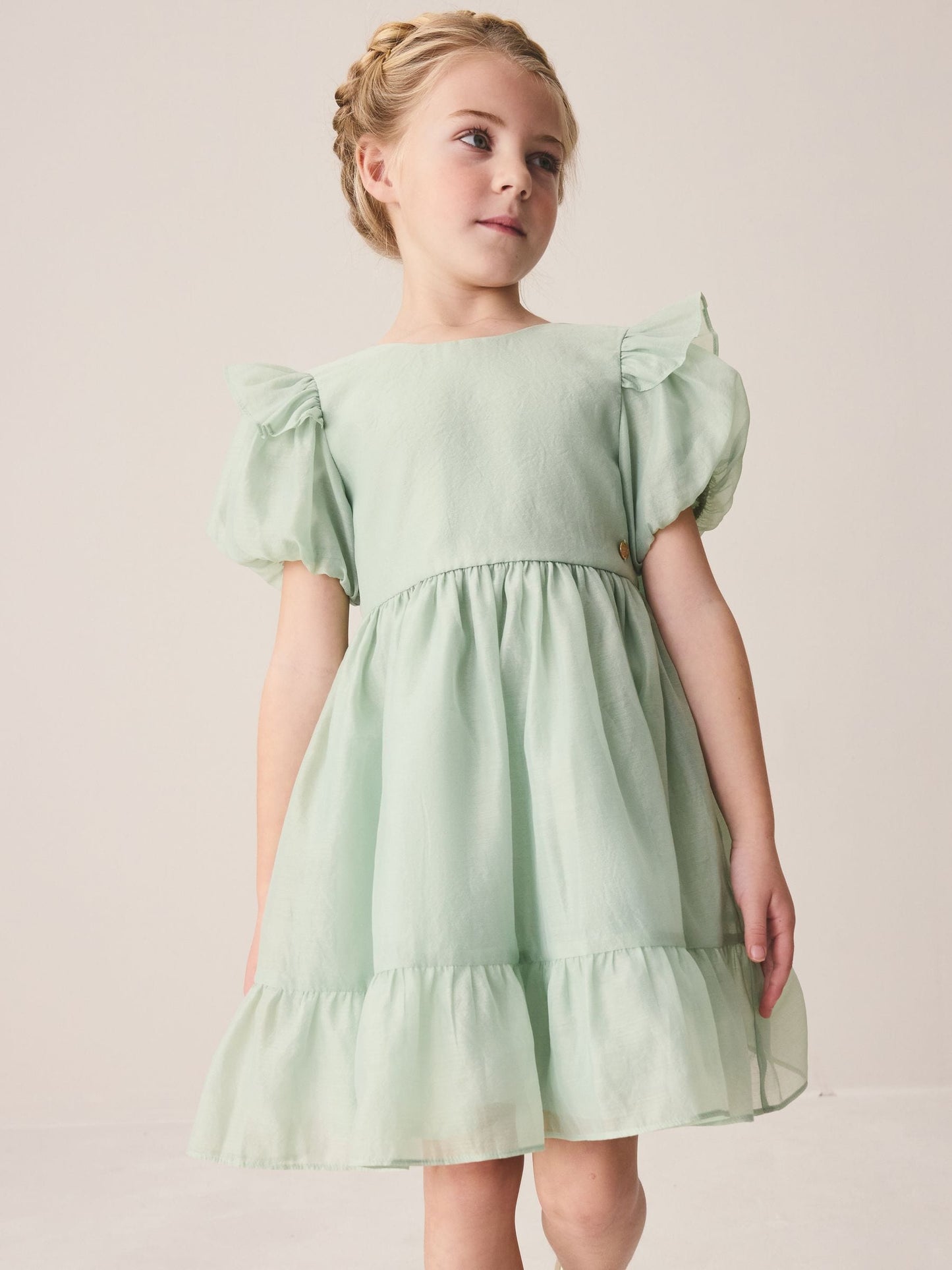 Laura Ashley Green Bow Back Flower Bridemaid Dress image 3