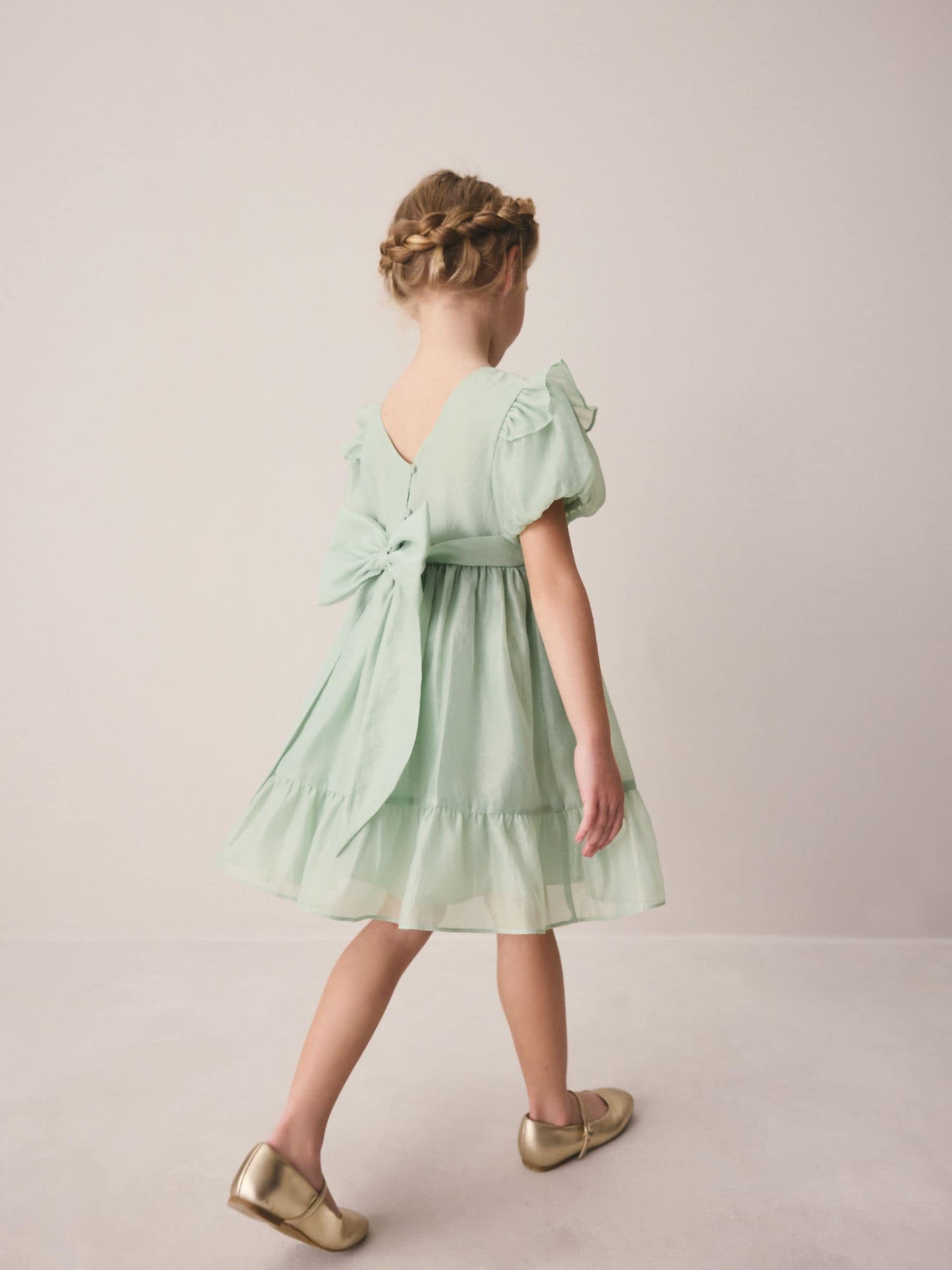 Laura Ashley Green Bow Back Flower Bridemaid Dress image 4