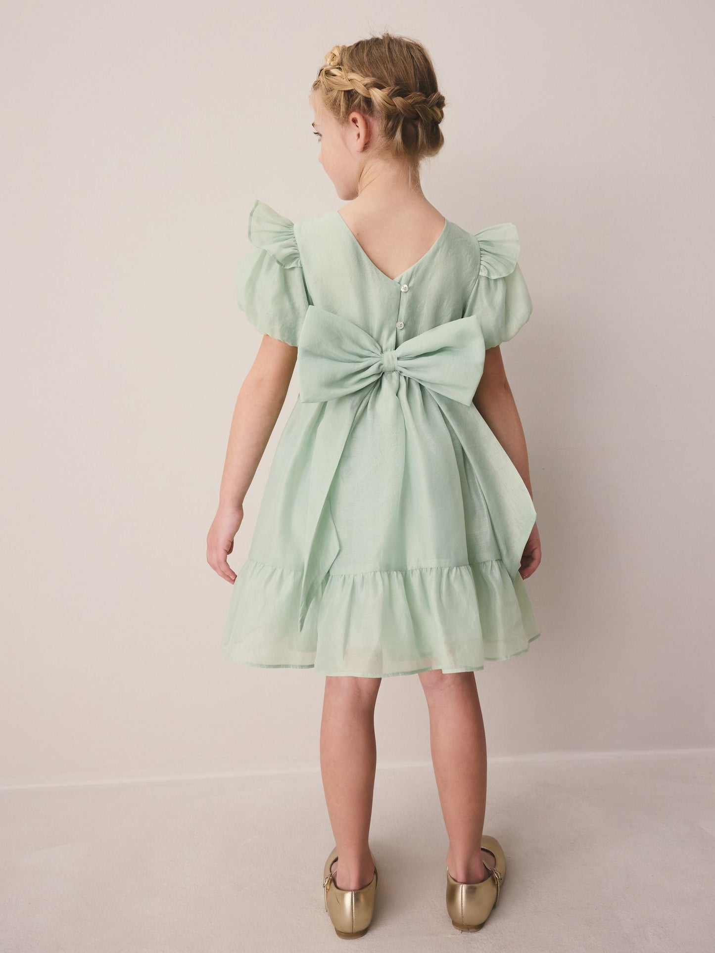 Laura Ashley Green Bow Back Flower Bridemaid Dress image 5