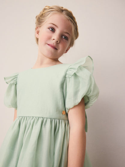 Laura Ashley Green Bow Back Flower Bridemaid Dress image 6