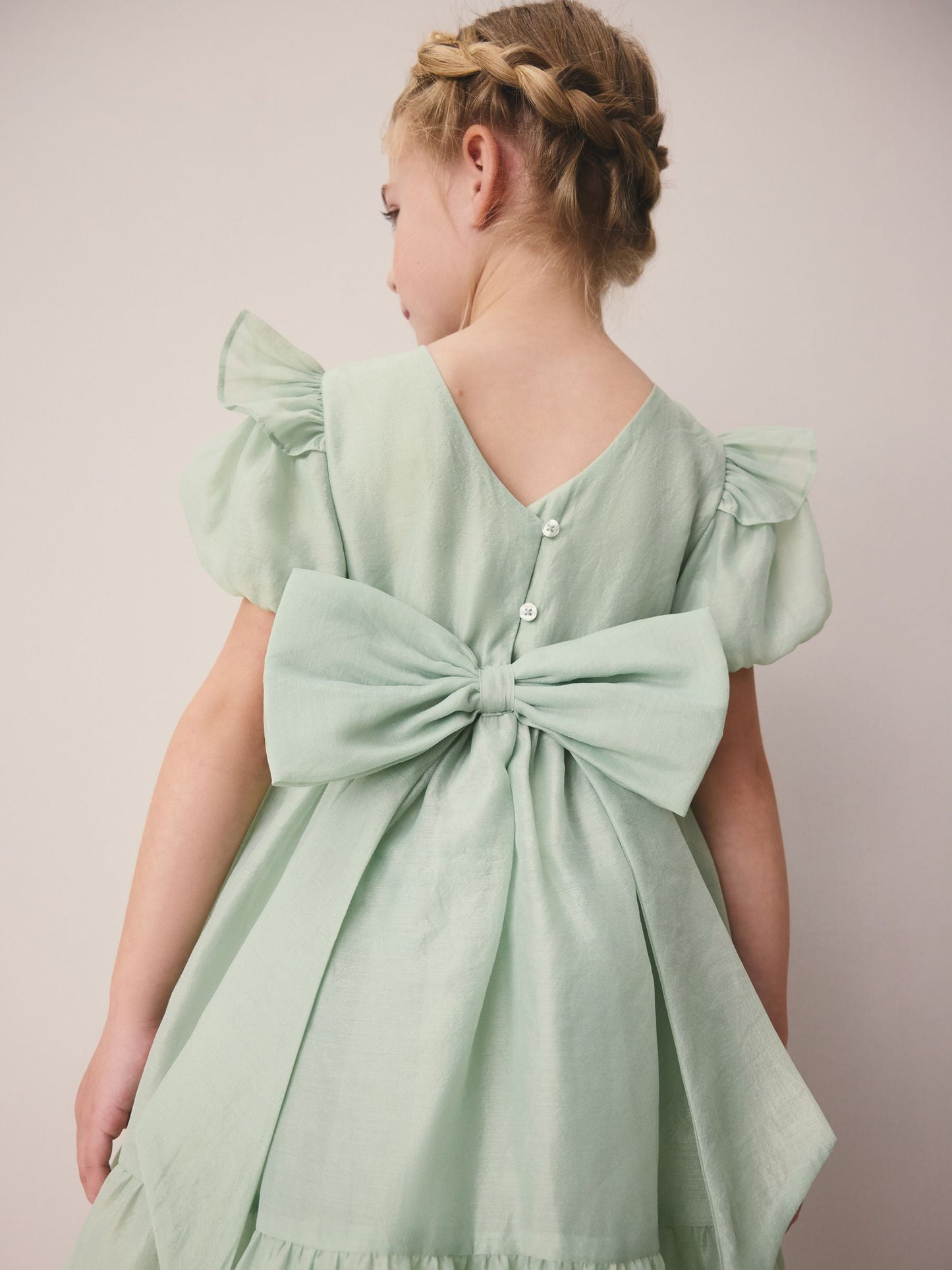 Laura Ashley Green Bow Back Flower Bridemaid Dress image 7