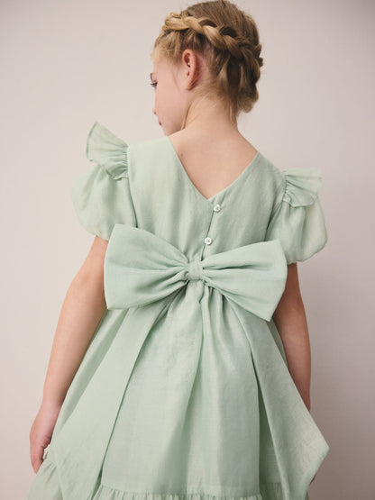 Laura Ashley Green Bow Back Flower Bridemaid Dress image 7