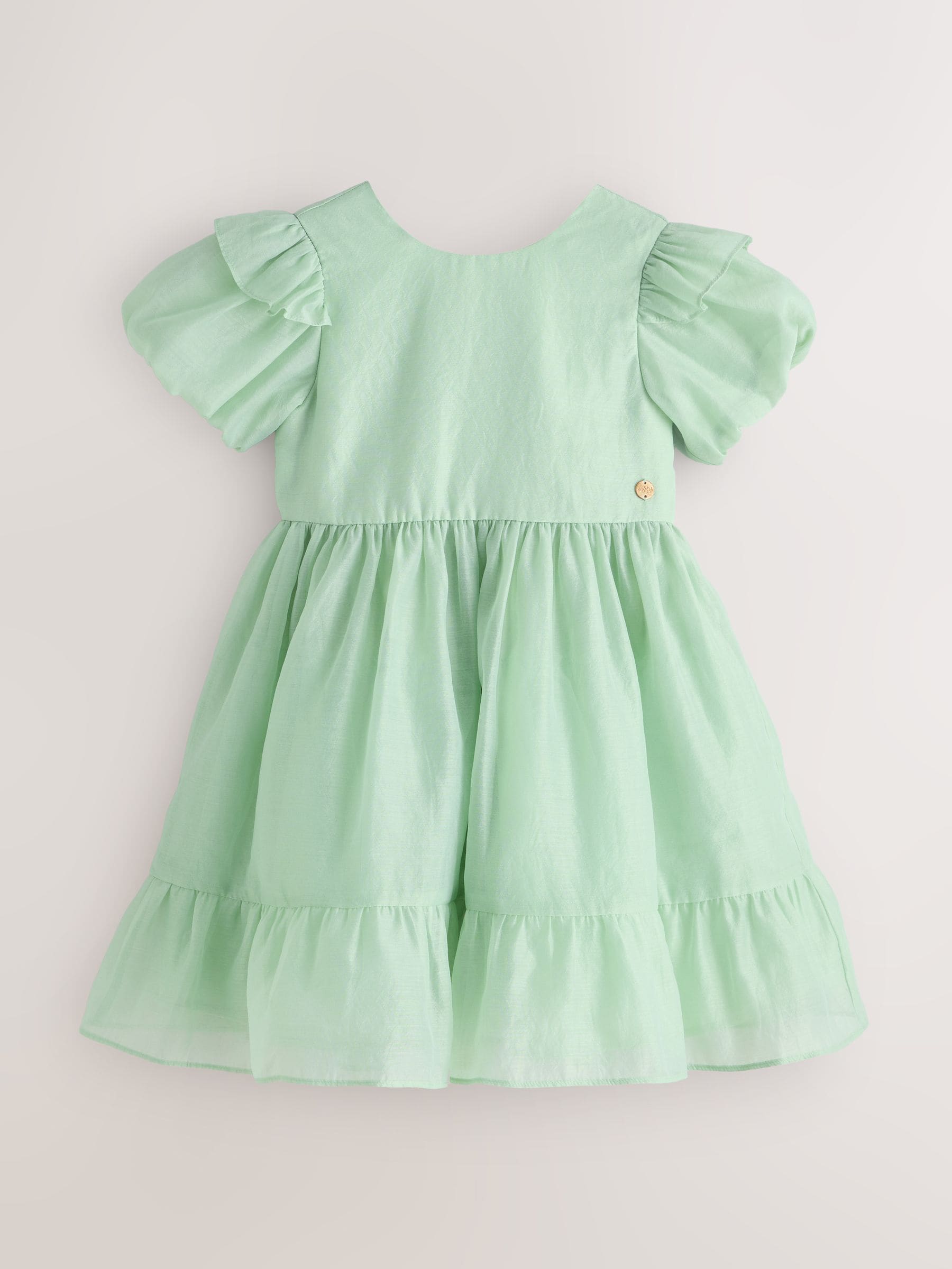 Laura Ashley Green Bow Back Flower Bridemaid Dress image 8