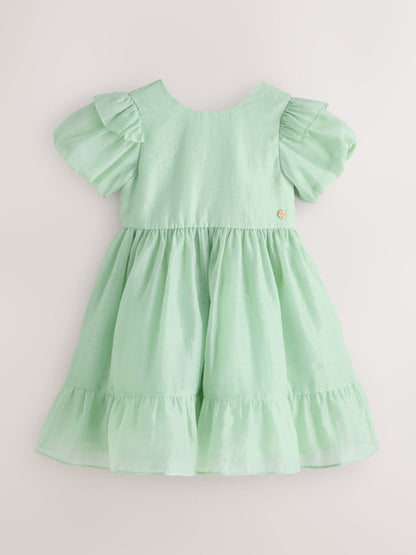 Laura Ashley Green Bow Back Flower Bridemaid Dress image 8