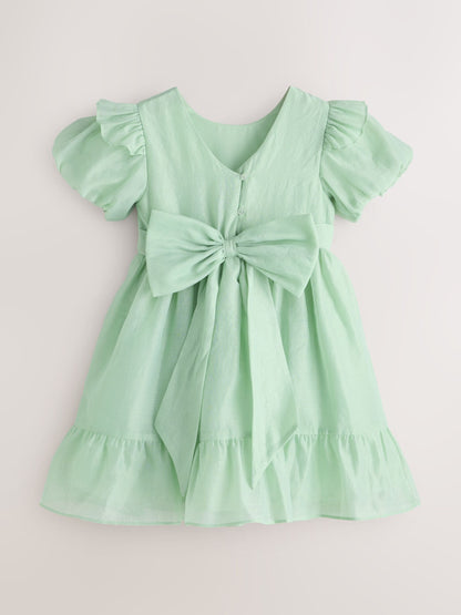 Laura Ashley Green Bow Back Flower Bridemaid Dress image 9