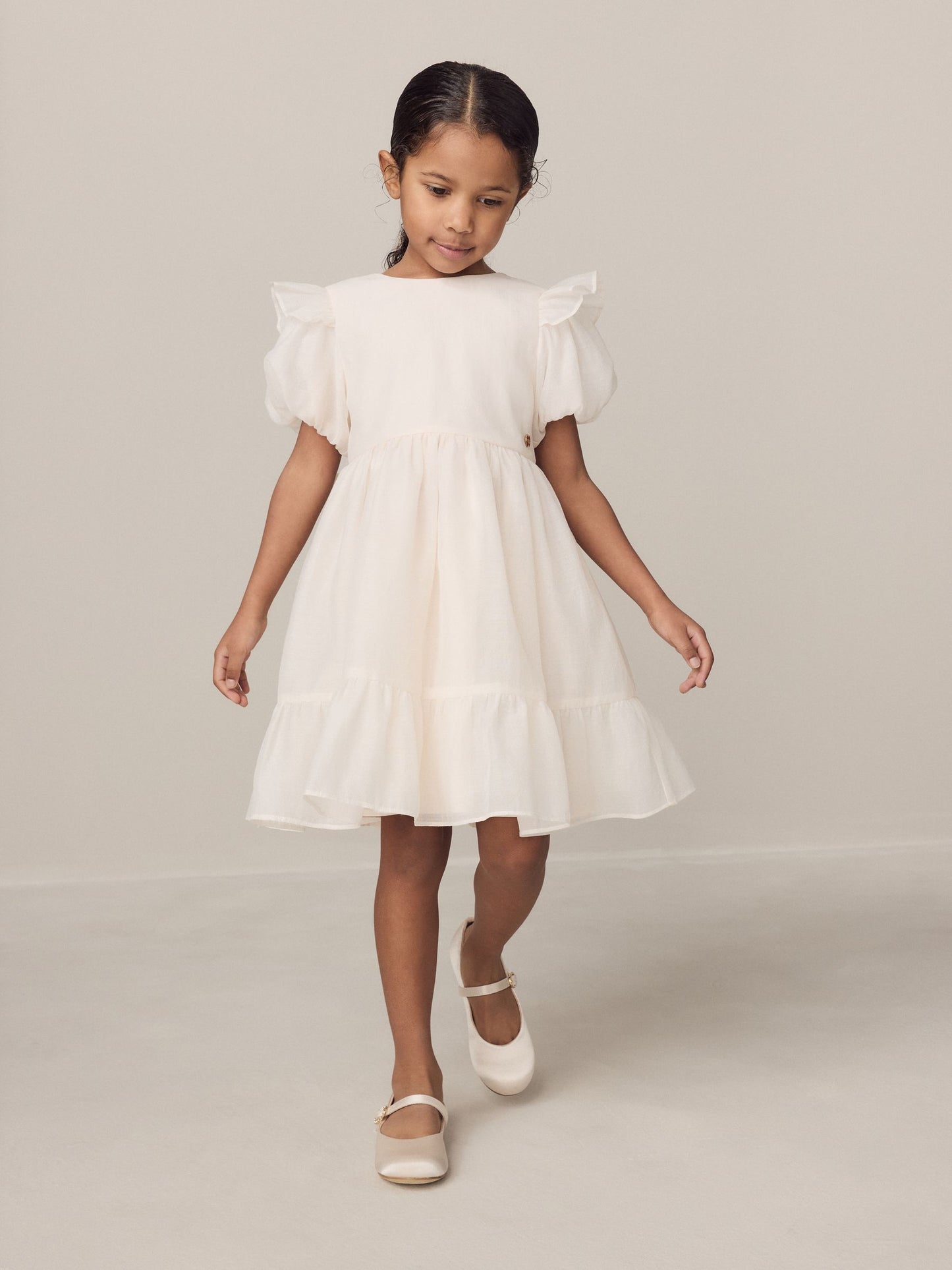 Laura Ashley Ivory Bow Back Flower Bridemaid Dress image 1