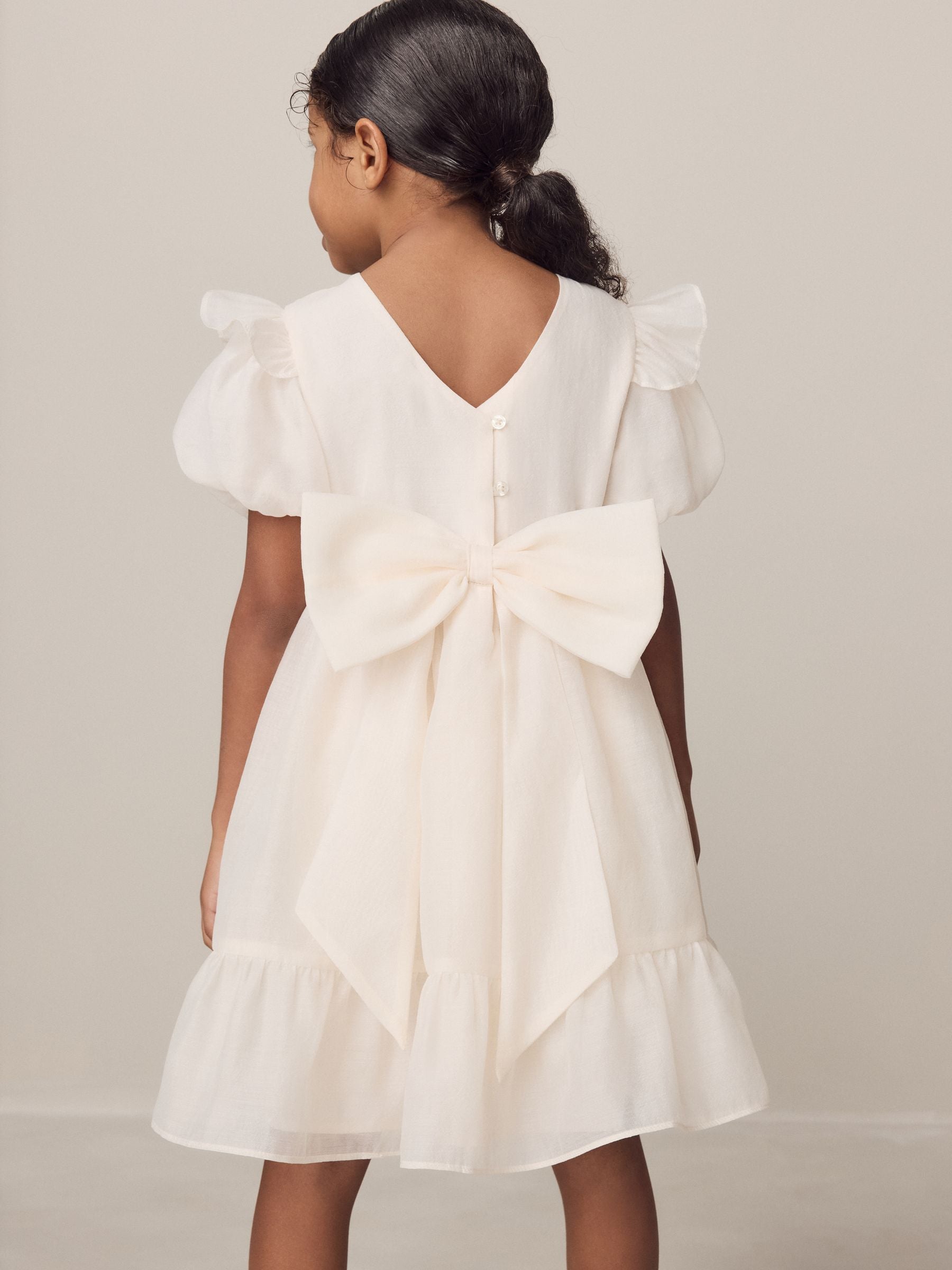 Laura Ashley Ivory Bow Back Flower Bridemaid Dress image 3