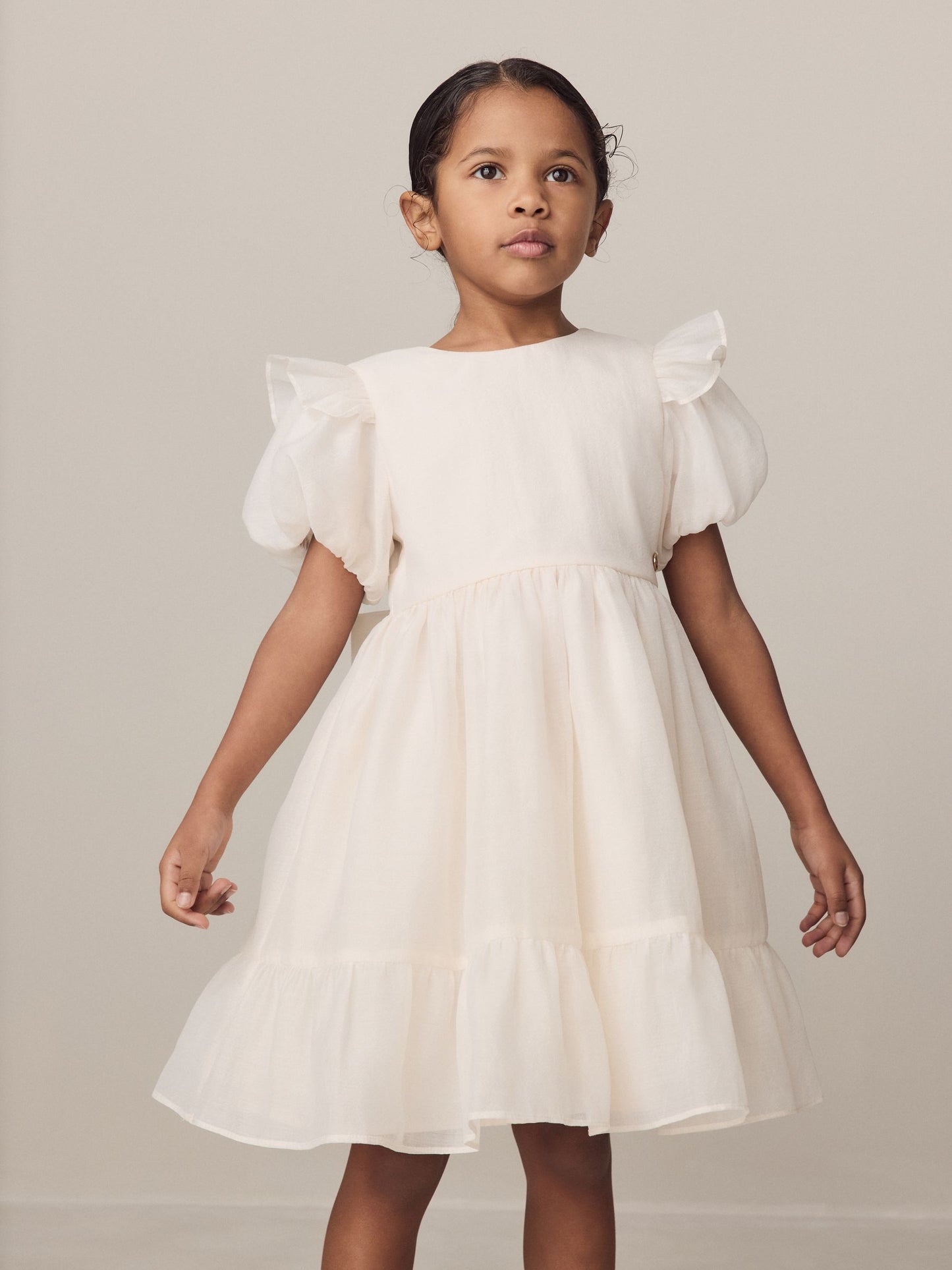 Laura Ashley Ivory Bow Back Flower Bridemaid Dress image 4