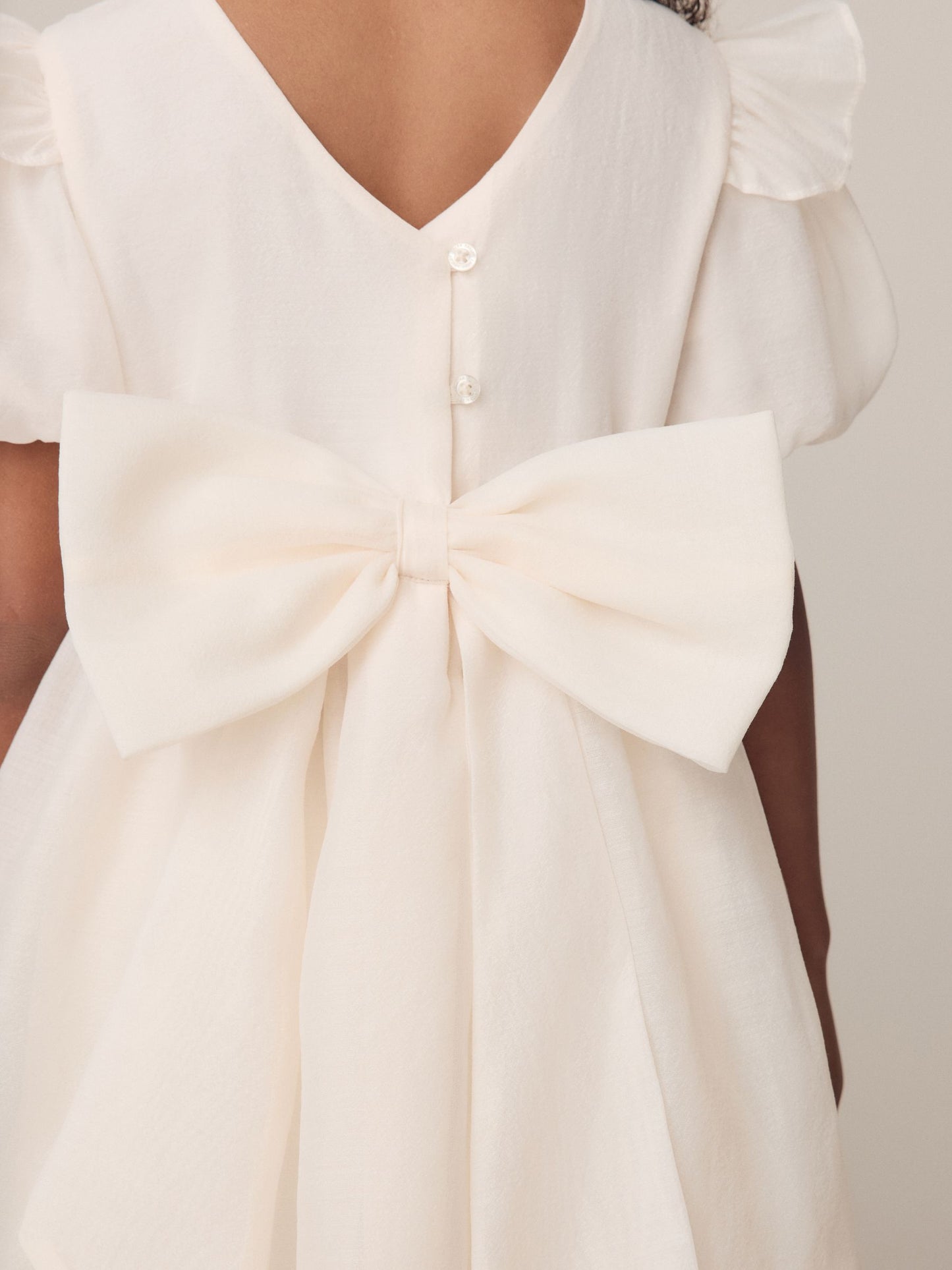 Laura Ashley Ivory Bow Back Flower Bridemaid Dress image 6