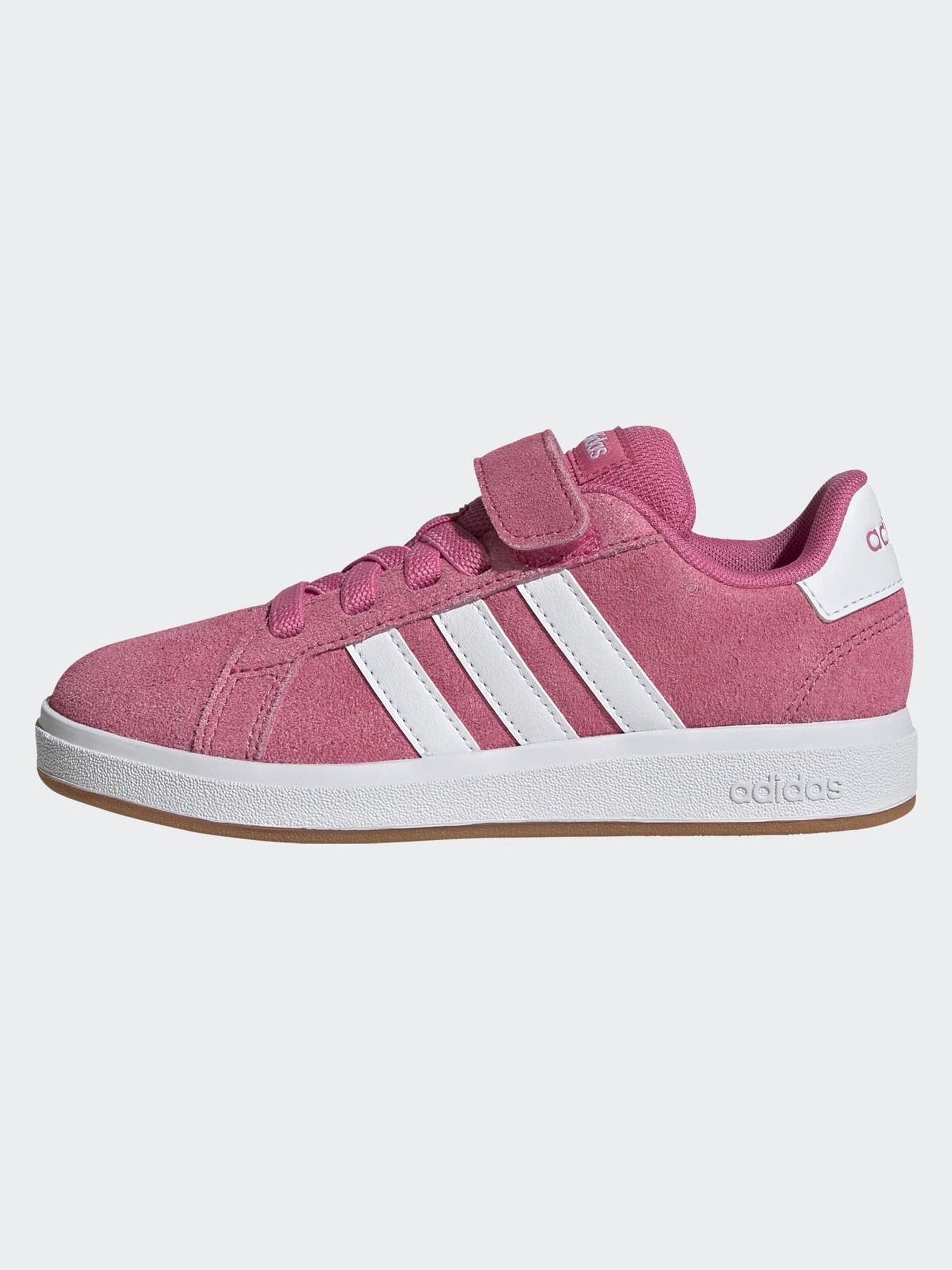 adidas Pink Grand Court 00s Suede Elastic Lace Kids Trainers image 5