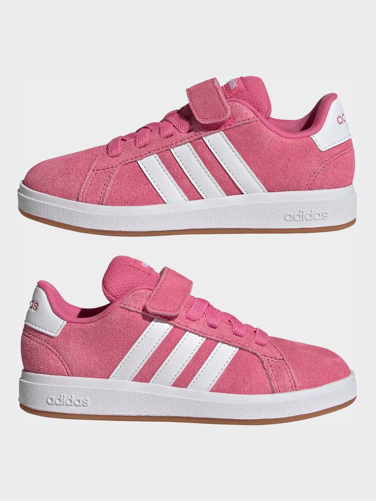 adidas Pink Grand Court 00s Suede Elastic Lace Kids Trainers image 6