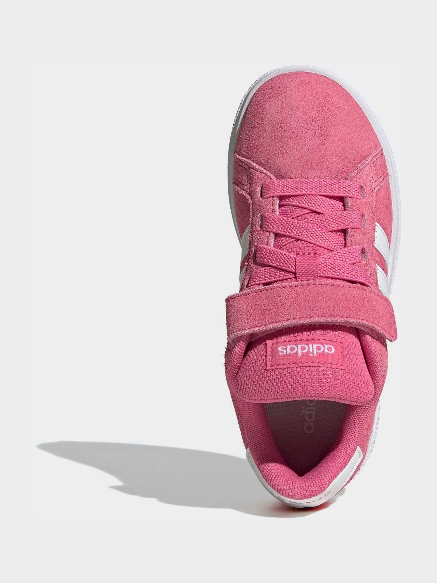 adidas Pink Grand Court 00s Suede Elastic Lace Kids Trainers image 7